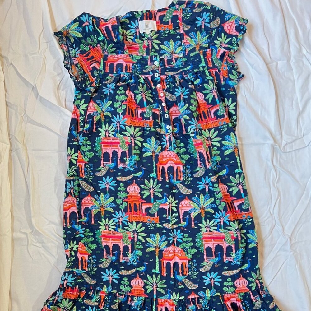 Printfresh Peacock Palace - Daylight Nightgown - Deep Navy